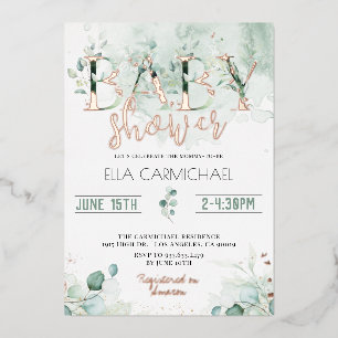Eucalyptus Baby Shower Foil Invitation