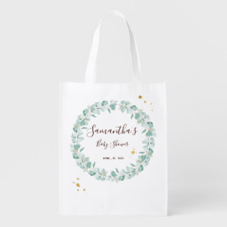 Eucalyptus Baby Shower gold foil splash Favor Tote