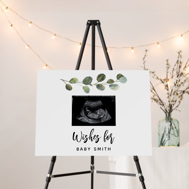 Eucalyptus Baby Shower Guest Book Alternative Sign (In Situ (Stand))