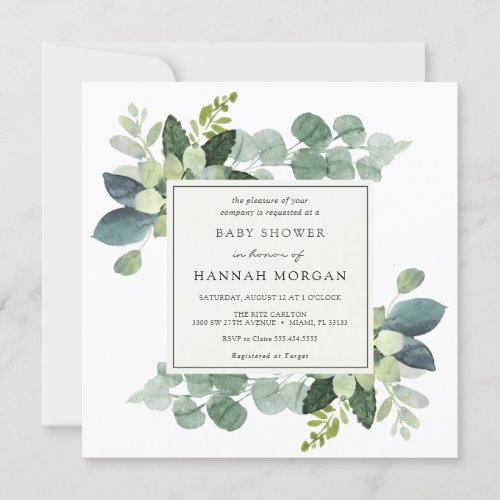 Eucalyptus Baby Shower Invitation