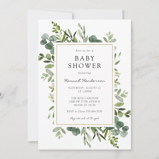 Eucalyptus Baby Shower Invitation (Front)