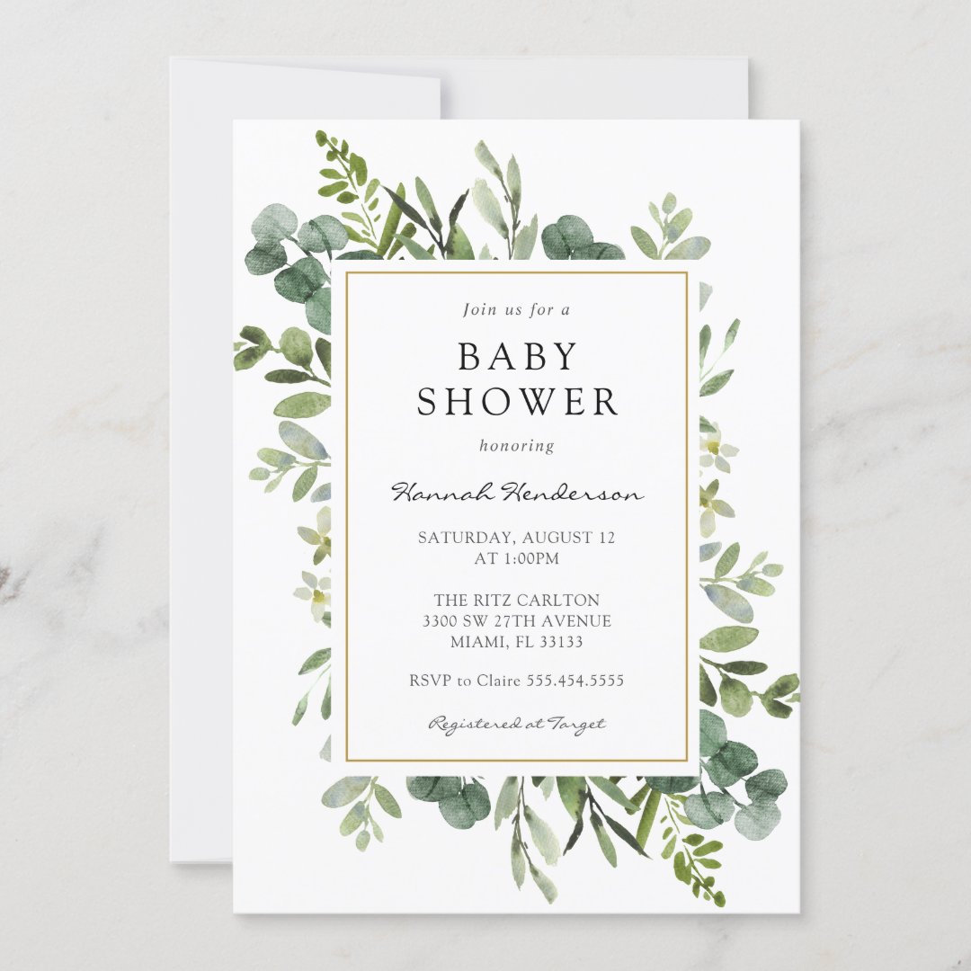 Eucalyptus Baby Shower Invitation | Zazzle