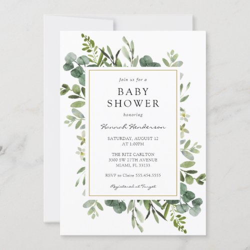 Eucalyptus Baby Shower Invitation