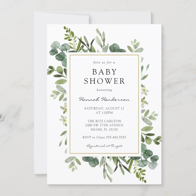 Eucalyptus Baby Shower Invitation (Front)