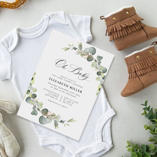 eucalyptus baby shower invitation