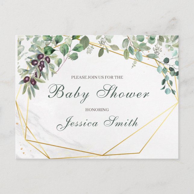 Eucalyptus Baby Shower Invitation Postcard (Front)