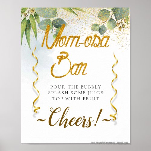 Eucalyptus Baby Shower Mimosa Bar Sign