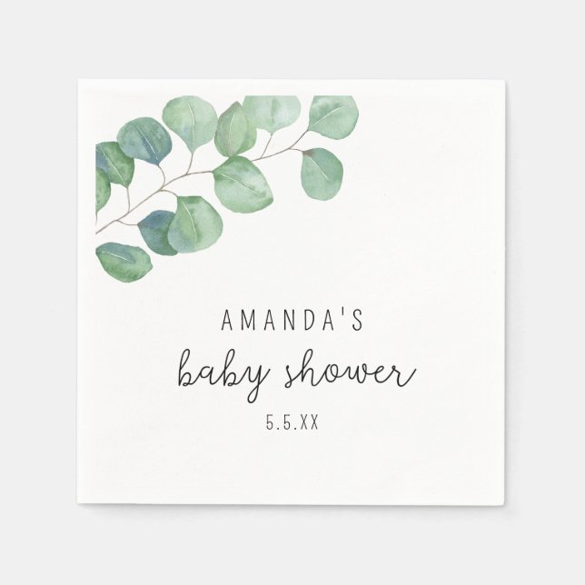 Eucalyptus - baby shower  napkins (Front)