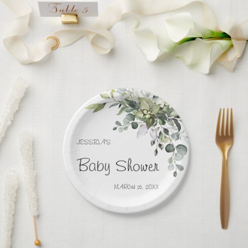 Eucalyptus Baby Shower Paper Plates
