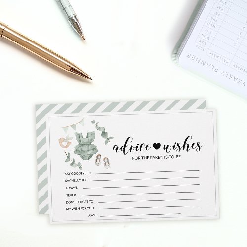 Eucalyptus baby shower parents advice wishes cards