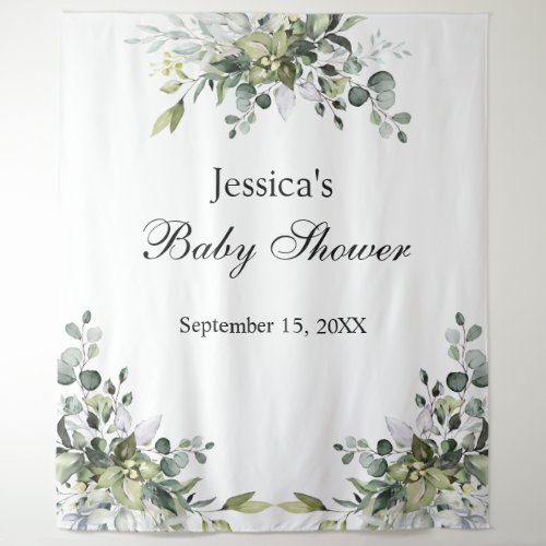 Eucalyptus Baby Shower Photo Background Tapestry