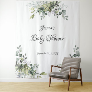 Eucalyptus Baby Shower Photo Background Tapestry
