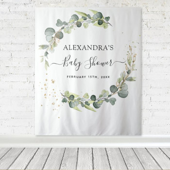 Eucalyptus Baby Shower Photo Booth Backdrop by Hot_Foil_Creations at Zazzle