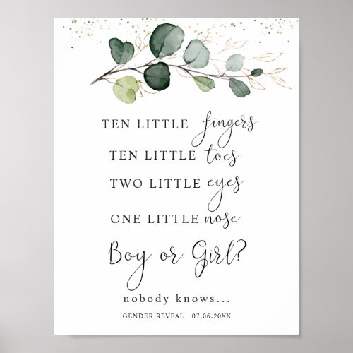 Eucalyptus  Baby Shower Ten Little Fingers Sign