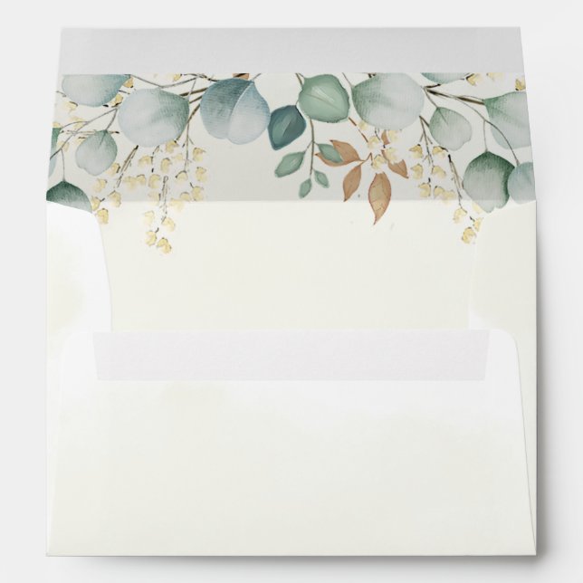 Eucalyptus Baby Shower Watercolor Invitation Envelope (Back (Bottom))