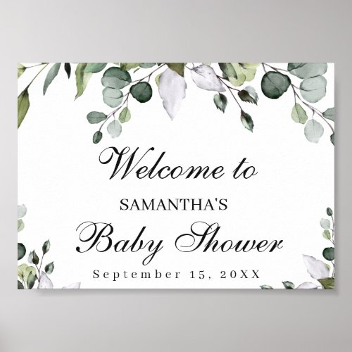 Eucalyptus Baby Shower Welcome Poster Sign