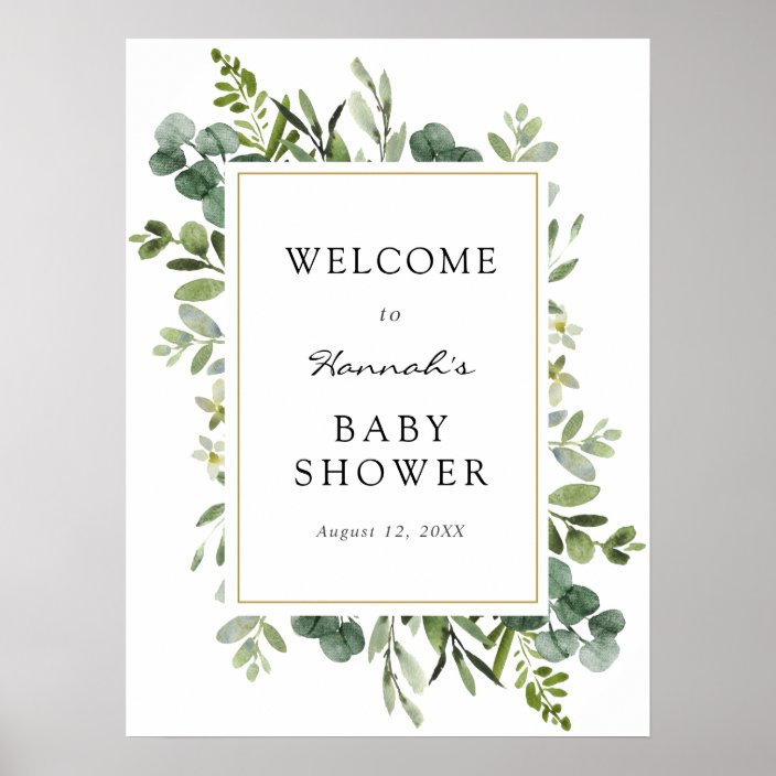 Eucalyptus Baby Shower Welcome Sign Zazzle Com