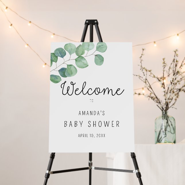 Eucalyptus - BABY Shower Welcome Sign (In Situ (Stand))