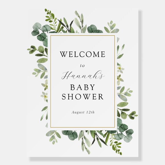 Eucalyptus Baby Shower Welcome Sign (Front)