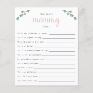 Eucalyptus Baby Shower Who Knows Mommy Best Game
