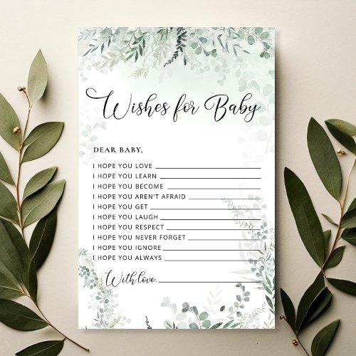 Eucalyptus Baby Shower Wishes for Baby Card