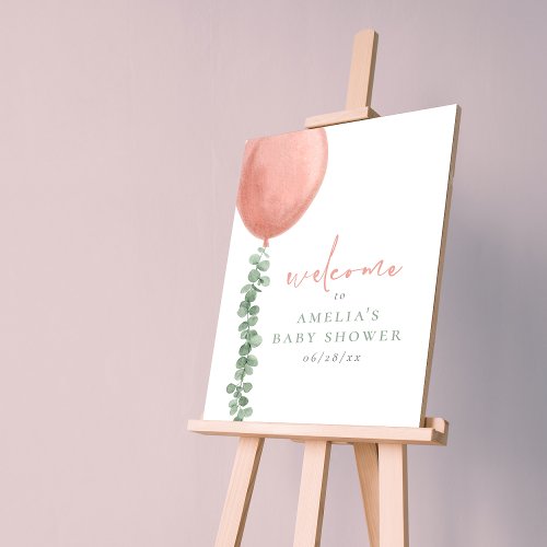 Eucalyptus  Balloon Girl Baby Shower Welcome Sign