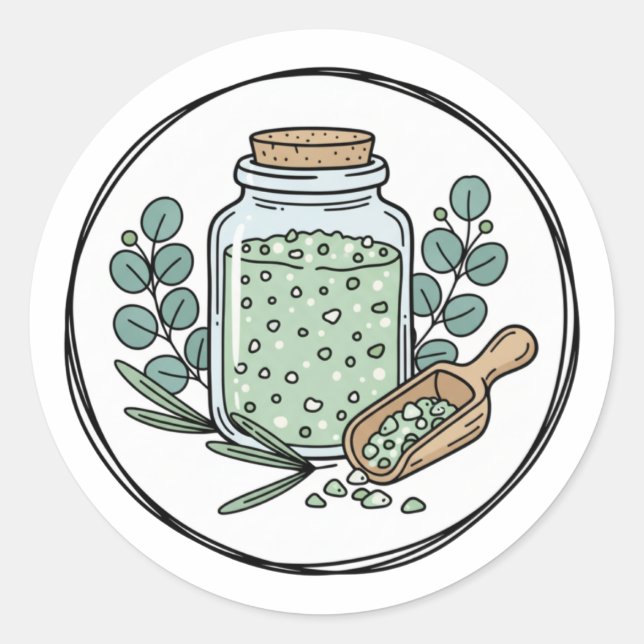 Eucalyptus Bath Soak Label Illustration | Herbal  (Front)