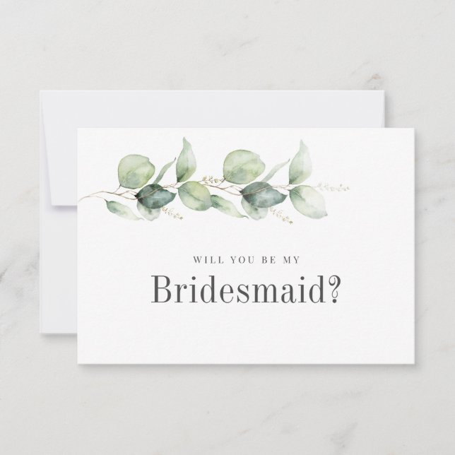 Eucalyptus Be My Bridesmaid Proposal Card (Front)