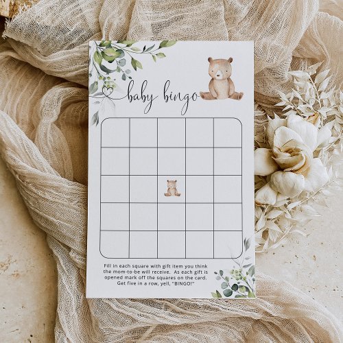 Eucalyptus bear baby shower bingo game