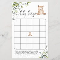 Eucalyptus bear baby shower bingo game