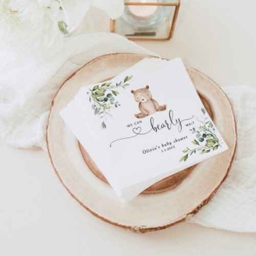 Eucalyptus bear baby shower napkins