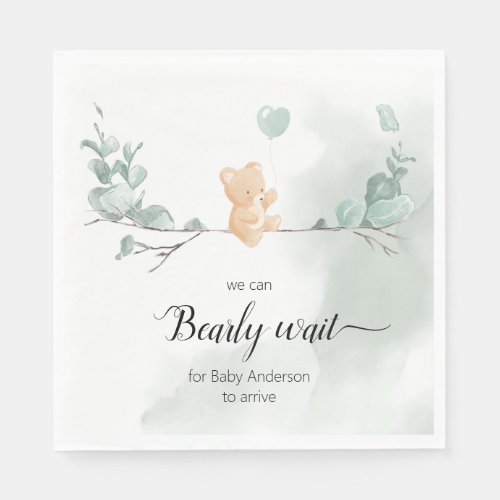 Eucalyptus Bear Baby Shower Napkins