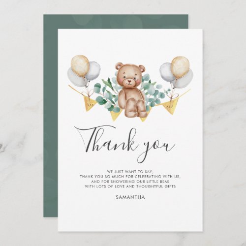 Eucalyptus Bear Baby Shower Thank You Card