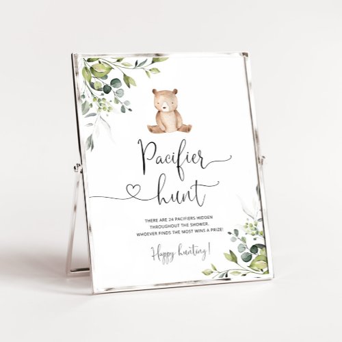 Eucalyptus bear Pacifier hunt baby shower game Poster