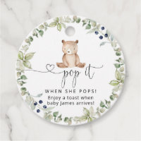 Eucalyptus bear Pop it when she pops baby shower Favor Tags