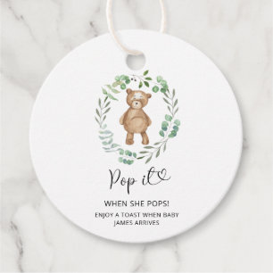 Eucalyptus bear Pop it when she pops baby shower Favor Tags