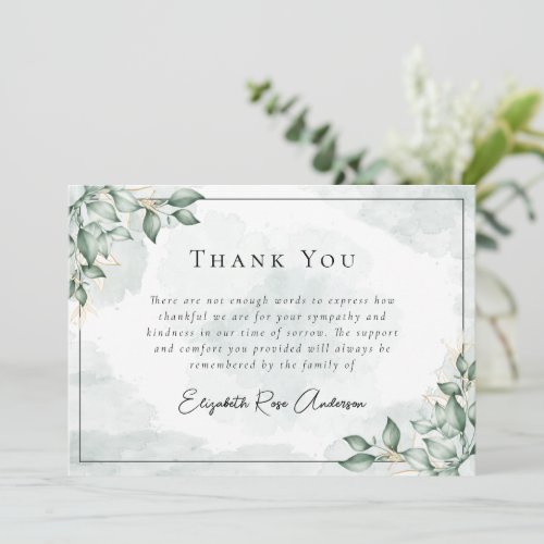 Eucalyptus Bereavement Funeral Thank You Card