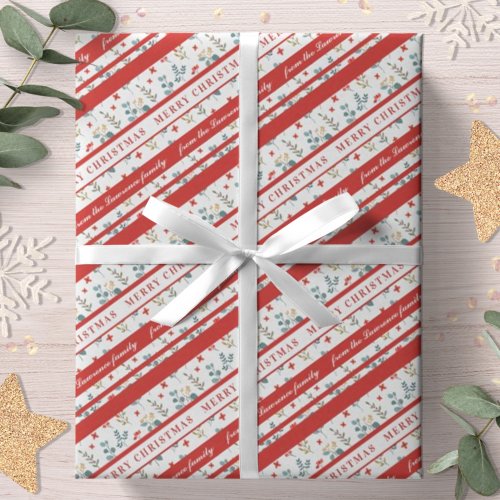 Eucalyptus Berries Merry Christmas Personalized Wrapping Paper