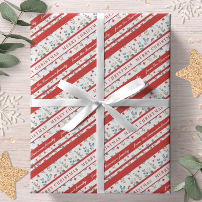 Eucalyptus Berries Merry Christmas Personalized Wrapping Paper (Creator Uploaded)