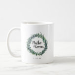 Eucalyptus Berry Botancial Mother of the Groom Coffee Mug<br><div class="desc">Botanical design features a sage green eucalyptus wreath entwined with navy blue privet berries. Mother of the Groom is written in the center. Your wedding date below. These are also available for the bride, for the maid of honor, mother of the bride and flower girl. Buy one for every member...</div>