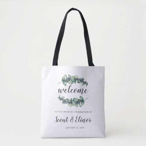 Eucalyptus Berry Botanical Wedding Welcome Tote Bag