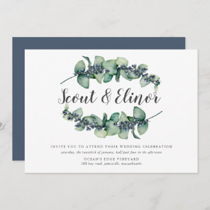 Eucalyptus Berry Minimalist Botanical Wedding Invitation