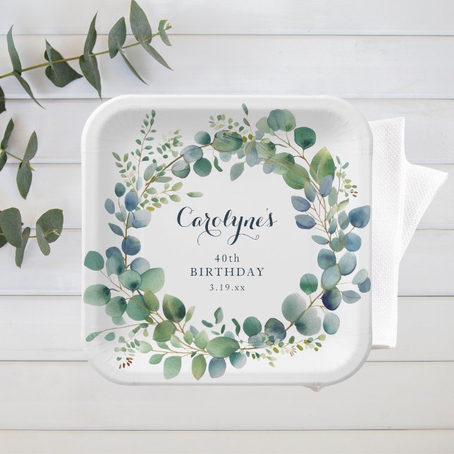 Eucalyptus Birthday  Paper Plates (Creator Uploaded)