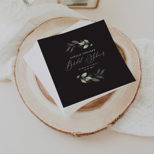 Eucalyptus black gold elegant bridal shower  napkins