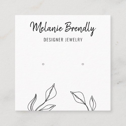 Eucalyptus Black White Jewelry Earring Display  Square Business Card