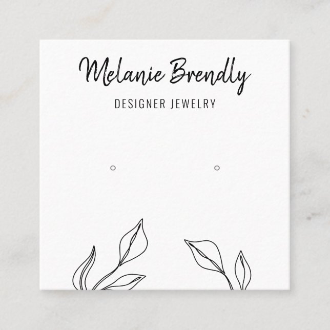 Eucalyptus Black White Jewelry Earring Display  Square Business Card (Front)