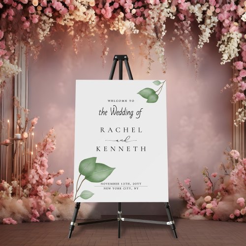 Eucalyptus Black  White Minimalist Wedding Sign