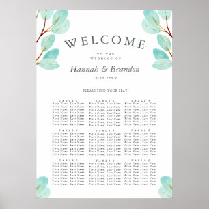 Eucalyptus Bliss Wedding 9 Table Seating Chart