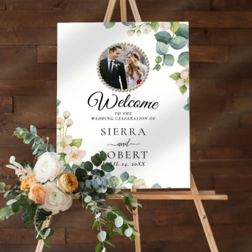 Eucalyptus Bloom Photo Wedding Welcome Foam Board