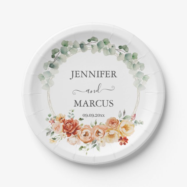 Eucalyptus & Blooms Elegance Paper Plate (Front)